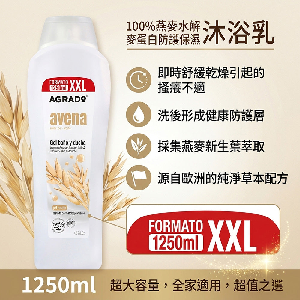 100%燕麥水解麥蛋白防護保濕沐浴乳