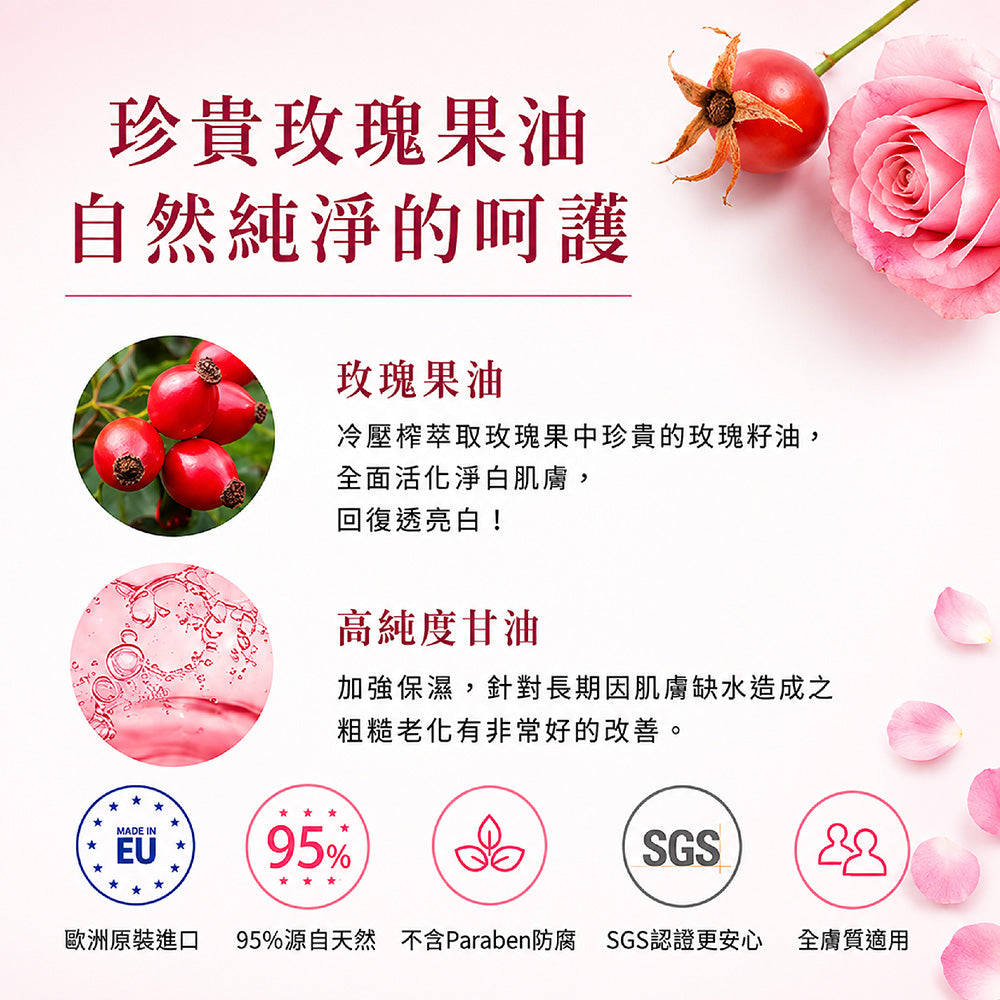 麝香玫瑰果油嫩白淨膚乳